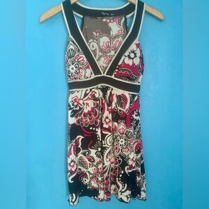 Ruby Rox VTG Floral Print V Neck Jersey Dress Size M